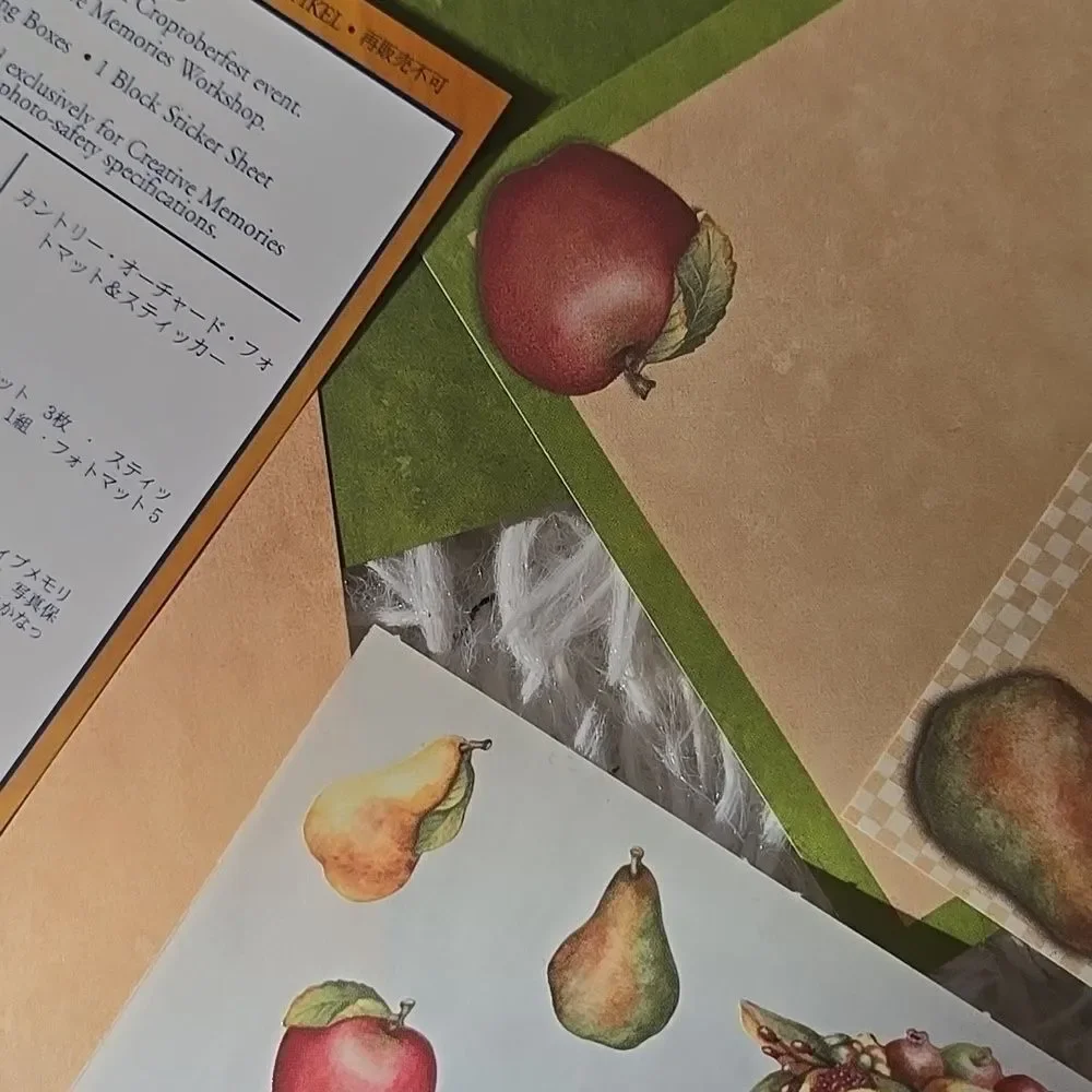 VINTAGE CREATIVE MEMORIES COUNTRY ORCHARD PHOTO MATS & STICKERS  RETIRED green